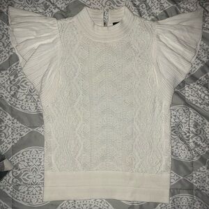 White House Black Market Ivory Lace Blouse